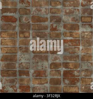 A seamless background texture of a weathered, rustic, multi-colored brick wall. Stock Photo