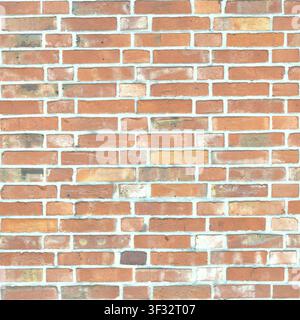A close-up shot of a weathered red brick wall with varying shades and rustic texture. Stock Photo