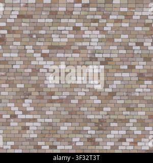 A seamless texture featuring a light tan and beige brick wall, ideal for bright, clean architectural backgrounds. Stock Photo