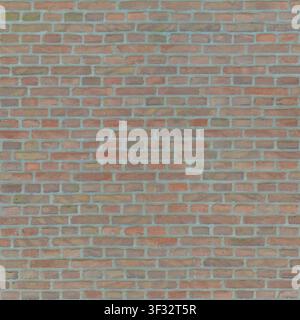 An old traditional European style brick wall with a mix of light red, orange, and tan bricks in a weathered running bond pattern. Stock Photo
