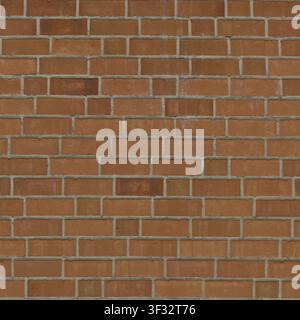 A clean and uniform brick wall featuring warm brownish orange terracotta bricks and light grey mortar joints in a running bond. Stock Photo