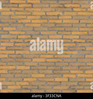 A detailed texture of a wall constructed from yellow bricks, showing consistent mortar and light color variations. Stock Photo