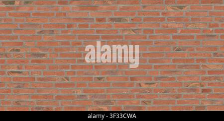 A clean and uniform wall of modern orange-red bricks with thin, neat mortar joints. Stock Photo