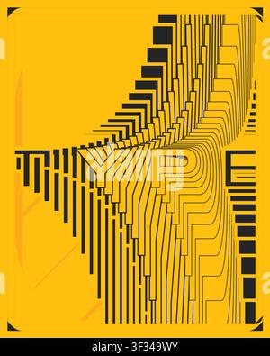 Abstract twisted 3D typography poster creative text style kinetic rotation illusion layered shadows and highlights minimalist bold design for modern Stock Vector