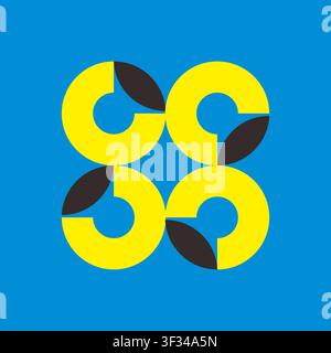 Abstract Logo Symbol with Interconnected Circular Motifs Stock Vector