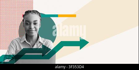 Focused Young Black Woman Analyzing Data On Laptop In Modern Office, Business Concept Stock Photo