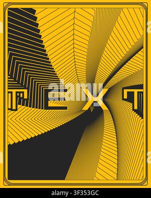 Creative typography poster twisted 3D text style vibrant layered letterforms bold geometric typeface dynamic shadows perfect for modern interior Stock Vector