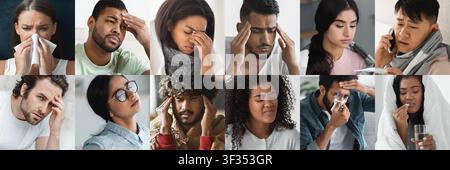 Worried Young Adults Of Various Ethnicities Experiencing Stress In Healthcare Concept Stock Photo