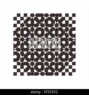 Seamless Geometric Pattern with Black and White Abstract Circular Motifs Stock Vector