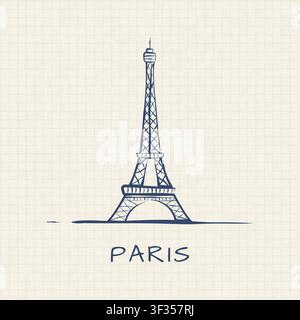 Paris old box papper illustration style Stock Vector
