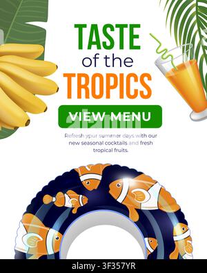 Summer social poster with vacation elements. Stock Vector