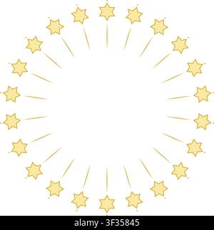 Description (under 200 characters)Elegant geometric circle frame inspired by a hexagram motif with a luxurious gold finish. Ideal for Christmas cards, Stock Vector