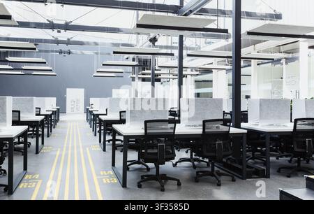 Big rental open space with wrapped computers Stock Photo