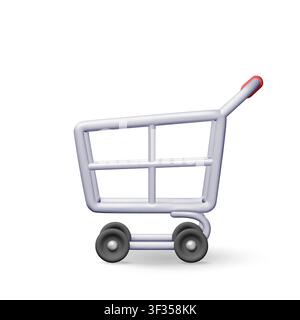 3D shopping cart icon for ecommerce and retail. Stock Vector