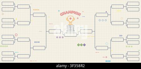 Tournament bracket notebook box page style Stock Vector