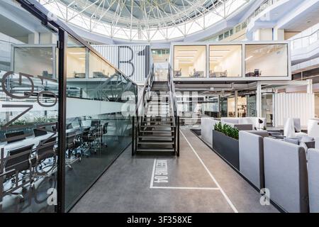Private meeting rooms in big modern office interior Stock Photo