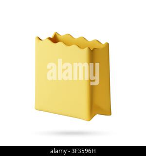 Yellow paper bag as 3D icon Stock Vector