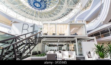Creative design of big modern rental business center Stock Photo