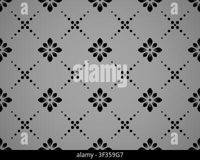 Flower geometric pattern. Seamless vector background. Black and grey ornament Stock Vector