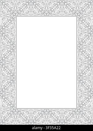 Decorative frame Elegant vector element for design in Eastern style, place for text. Floral grey border. Lace illustration for invitations and greeting cards Stock Vector