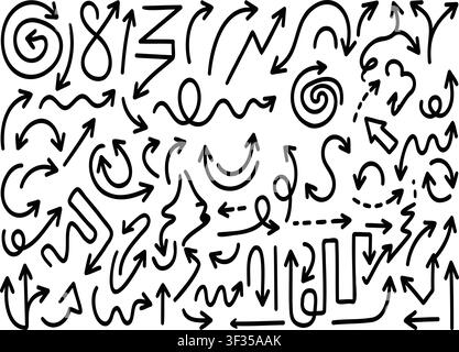 Doodle Hand Drawn Arrow Set Vector Illustration Line Art Collection Stock Vector