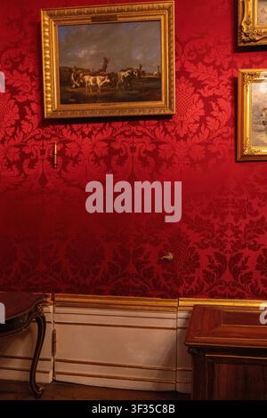 hidden door inside Emperor Franz Joseph's bedroom at the Hofburg Palace and Kaiser Apartments Stock Photo