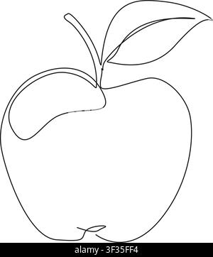 continuous line drawing of an apple, line art vector illustration Stock Vector
