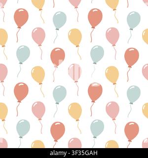 Seamless pattern with colorful air balloons. Cute vector illustration for birthday, party, holiday, baby shower, wrapping paper, textile design. Simple repeating background for kids. Stock Vector