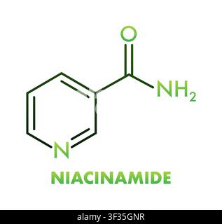 Niacinamide chemical structure formula for vitamin B3 Stock Vector