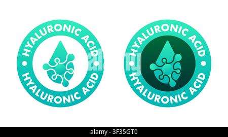 Hyaluronic Acid skincare product label icons Stock Vector