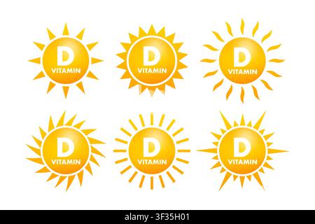 Vitamin D icons sun health concept Stock Vector
