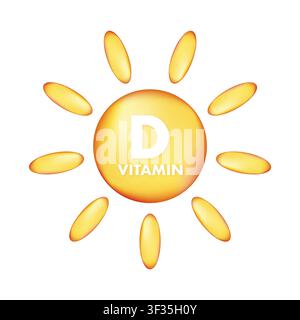 Vitamin D symbol representing sun and health Stock Vector
