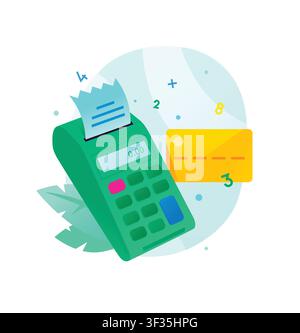 Flat vector illustration celebrating cashless payment technology. Concept of secure digital transactions, electronic money transfers, and modern conta Stock Vector