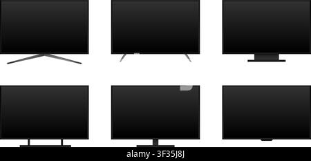 Modern flat screen televisions with blank black displays Stock Vector