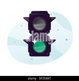 Green traffic light vector illustration. Single shining green signal icon on abstract background, symbolizing business progress, investment approval, Stock Vector
