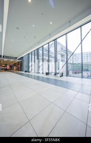 Bright shopping center with large glass facade and modern interior, Milaneo, Stuttgart, Germany Stock Photo