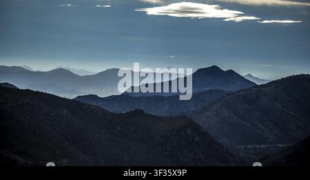 Chiricahua National Monument Arizona Mountain Landscape with Hoodoo Rock Formations and Panoramic Views from Massai Point Stock Photo
