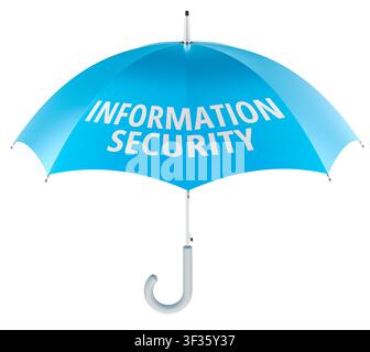 Information Security concept with umbrella. 3D rendering isolated on white background Stock Photo