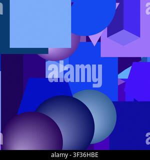 abstract background with flat and 3d figures Stock Photo