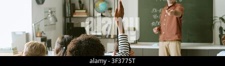 Header of Diverse Teen Students Engaging in Math Lesson for School Success Stock Photo