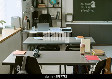 Empty Classroom Prepared for Students Studying Stock Photo