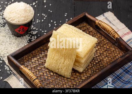 Crispy Dried Rice Noodle Block Vermicelli Noodle Cake Stock Photo