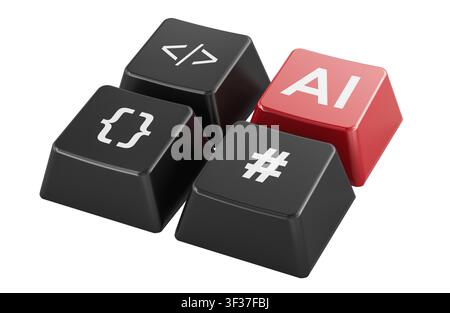 AI keyboard keys for programming, 3d rendering isolated on white background Stock Photo