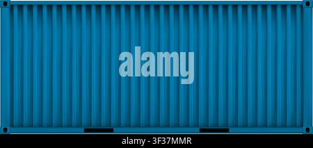 Blue realistic corrugated metal textured cargo container isolated. Siding cargo container bg. Industry line sea transportation. Vector illustration Stock Vector