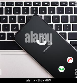 Smart Phone With Incoming Call On the Screen Stock Photo