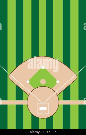 Top View Baseball Court Field Illustration with Green Sports Background Stock Vector