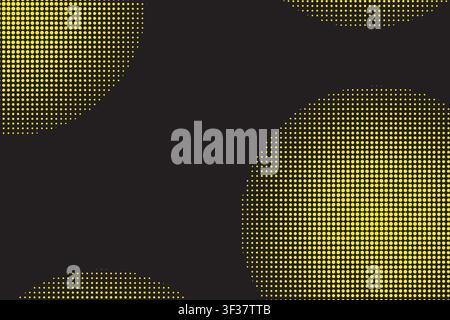 Dark Halftone Abstract Background with Soft Yellow Gradient Circles Stock Vector