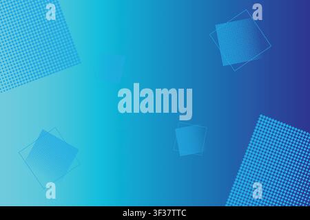 Blue Halftone Geometric Background with Modern Abstract Shapes Stock Vector