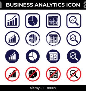Business Analytics Icon Set Collection with Bar Chart Pie Chart Dashboard and Data Analysis Search Vector Icons Stock Vector
