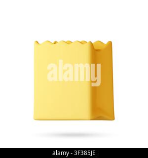 Yellow paper bag illustration in 3D Stock Vector